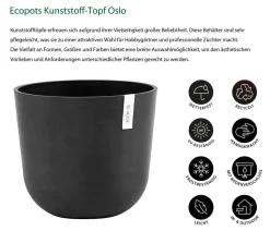 Ecopots Kunststoff-Topf Oslo, rund