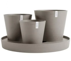 Ecopots Kunststoff-Topf-Set Dubai mit Untersetzer, 4-teilig