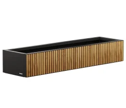 Herstera Metall-Pflanzkasten Deco Planter Xic LED, rechteckig, schwarz/natur