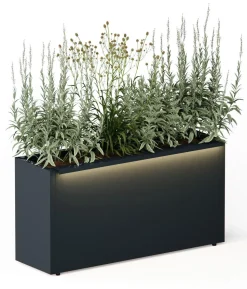 Herstera Metall-Pflanzkasten Cube LED, rechteckig, anthrazit