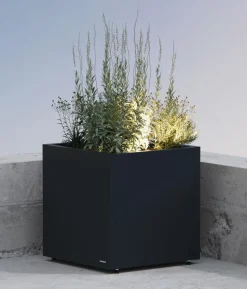 Herstera Metall-Pflanzkasten Cube LED, quadratisch, anthrazit