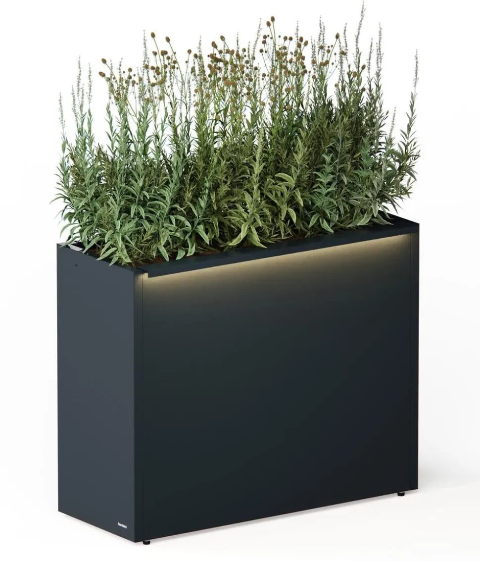 Herstera Metall-Raumtrenner Cube LED, rechteckig, anthrazit