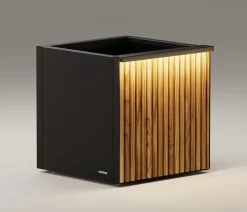 Herstera Metall-Pflanzkasten Deco Planter, quadratisch, schwarz/natur, ca. B50/H50/T50 cm