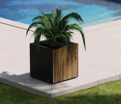 Herstera Metall-Pflanzkasten Deco Planter, quadratisch, schwarz/natur