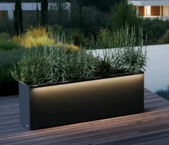 Herstera Metall-Pflanzkasten Cube LED, rechteckig, anthrazit