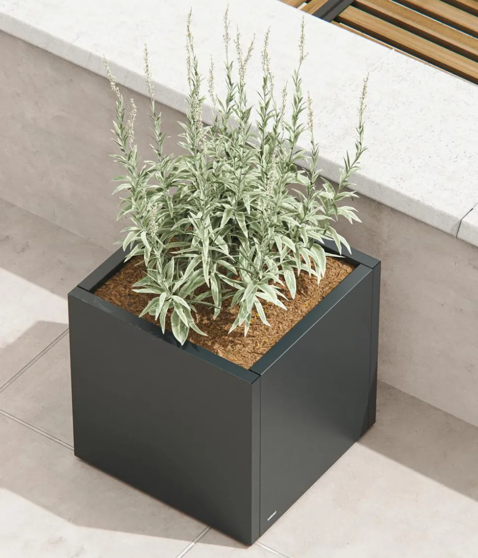 Herstera Metall-Pflanztopf Cube, quadratisch, anthrazit