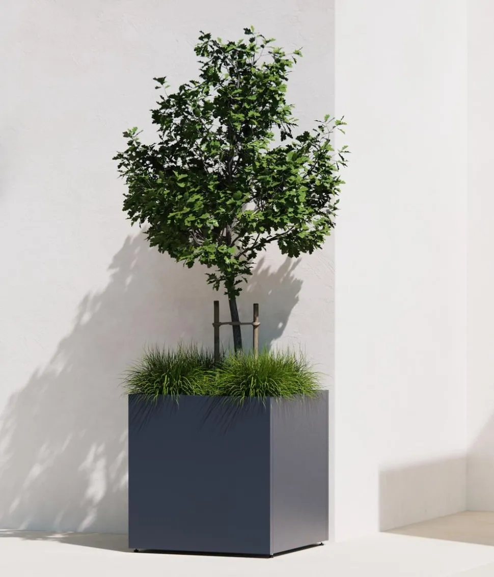 Herstera Metall-Pflanztopf Cube, quadratisch, anthrazit