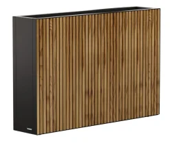 Herstera Metall-Raumtrenner Deco Planter LED, rechteckig, schwarz/natur