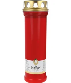 Hofer Grabkerze Riesenbrenner mit Deckel, rot
