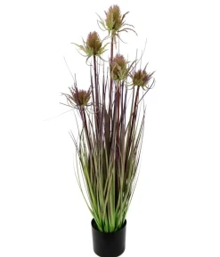 I.GE.A. Kunstpflanze Gras-Busch mit Distel im Topf, ca. H69 cm