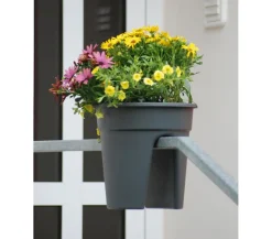 KHW Kunststoff-Geländertopf Flowerclip, rund, ca. Ø27/H27 cm, 3er-Set