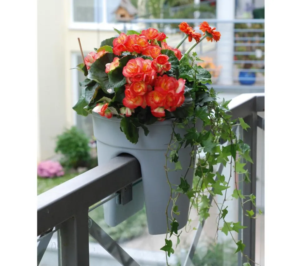 KHW Kunststoff-Geländertopf Flowerclip, rund, ca. Ø27/H27 cm, 3er-Set