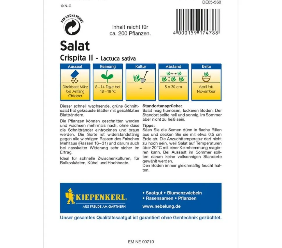 Kiepenkerl Samen Salat 'Crispita II'