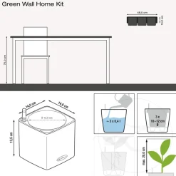 LECHUZA® CUBE Glossy Green Wall Home Kit, ca. B48/H14/T15 cm