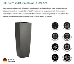 LECHUZA® CUBICO ALTO, All-in-One-Set, ca. B40/H105/T40 cm