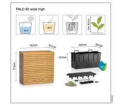 LECHUZA® Holz-Kasten PALO Natural Wood 80, rechteckig