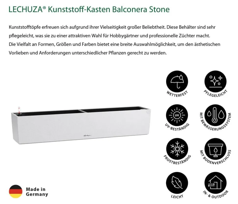 LECHUZA® Kunststoff-Kasten Balconera Stone, rechteckig