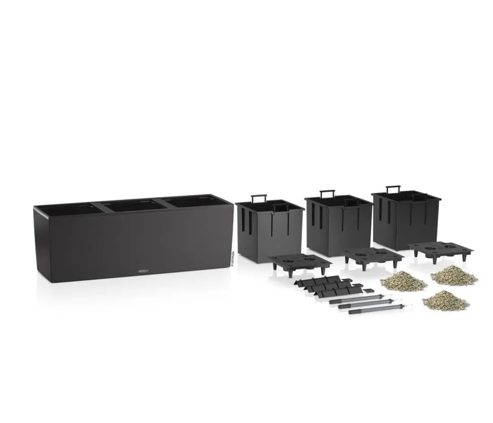LECHUZA® Kunststoff-Kasten Trio Stone inkl. Pflanzeinsatz, rechteckig, ca. B132,5/H46,5/T44,5 cm