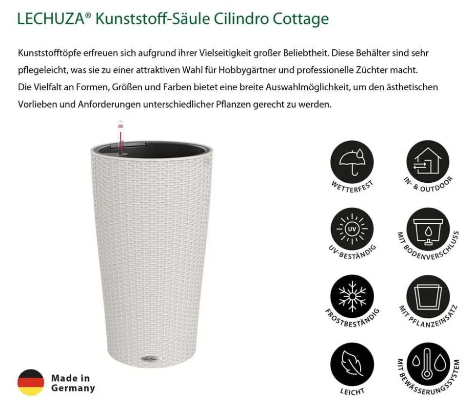 LECHUZA® Kunststoff-Säule Cilindro Cottage inkl. Pflanzeinsatz, konisch