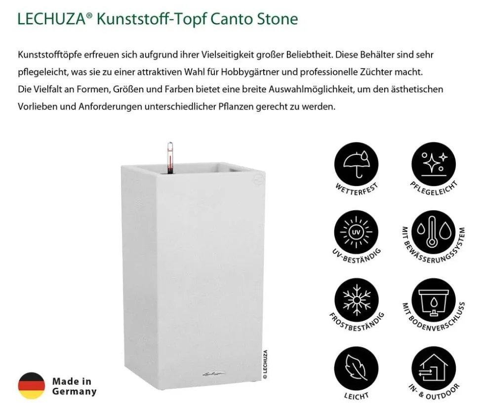 LECHUZA® Kunststoff-Topf Canto Stone, quadratisch
