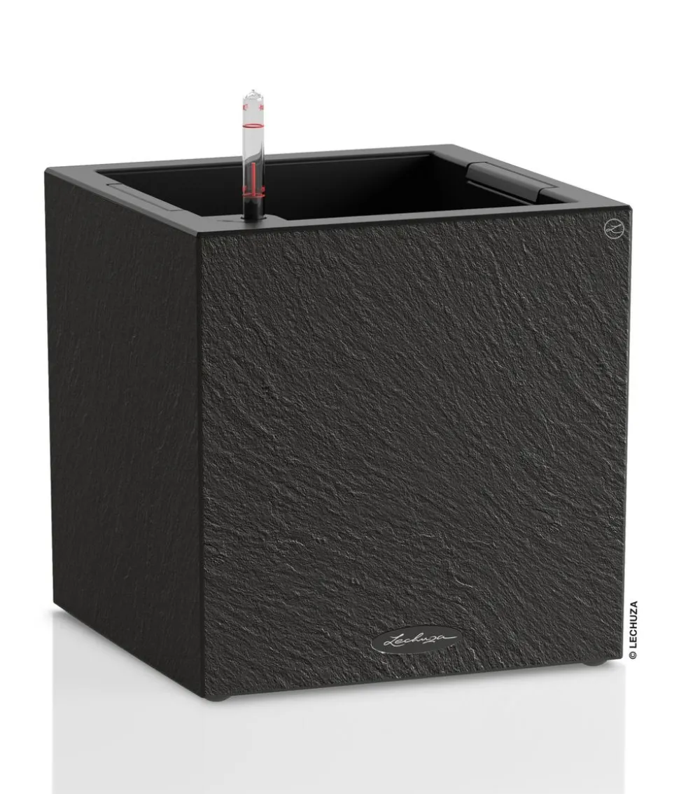 LECHUZA® Kunststoff-Topf Canto Slatestone inkl. Pflanzeinsatz, quadratisch