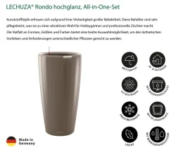 LECHUZA® Rondo hochglanz All-in-One-Set taupe, 15744