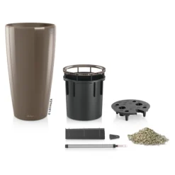 LECHUZA® Rondo hochglanz All-in-One-Set taupe, 15784