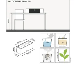 LECHUZA® Edelstahl-Kasten Balconcera Steel, rechteckig