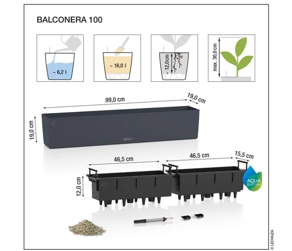LECHUZA® Kunststoff-Kasten Balconera Color, rechteckig