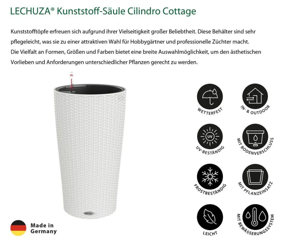 LECHUZA® Kunststoff-Säule Cilindro Cottage inkl. Pflanzeinsatz, konisch