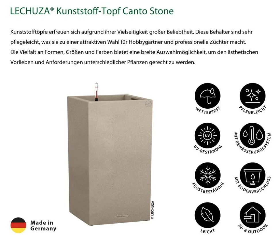 LECHUZA® Kunststoff-Topf Canto Stone, quadratisch