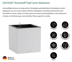 LECHUZA® Kunststoff-Topf Canto Slatestone inkl. Pflanzeinsatz, quadratisch