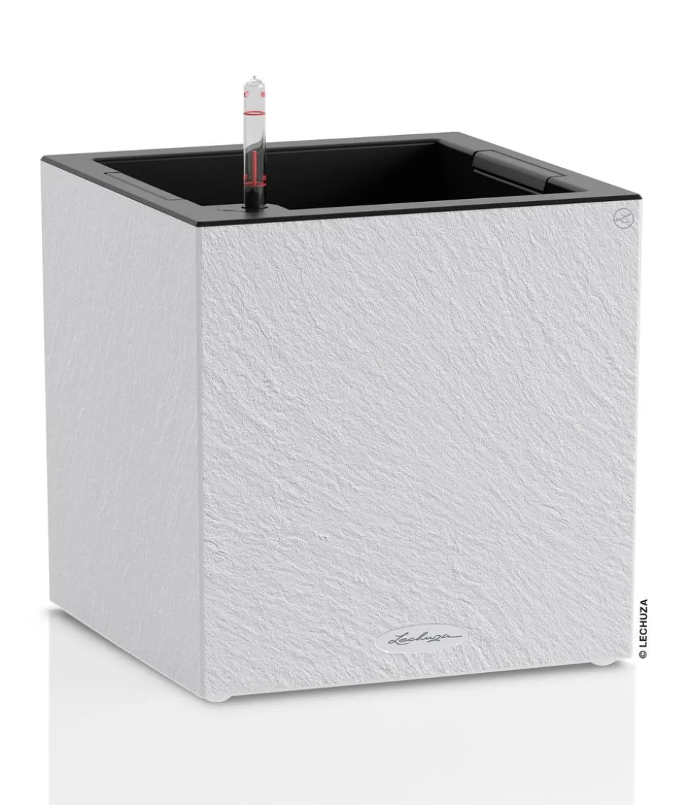 LECHUZA® Kunststoff-Topf Canto Slatestone inkl. Pflanzeinsatz, quadratisch