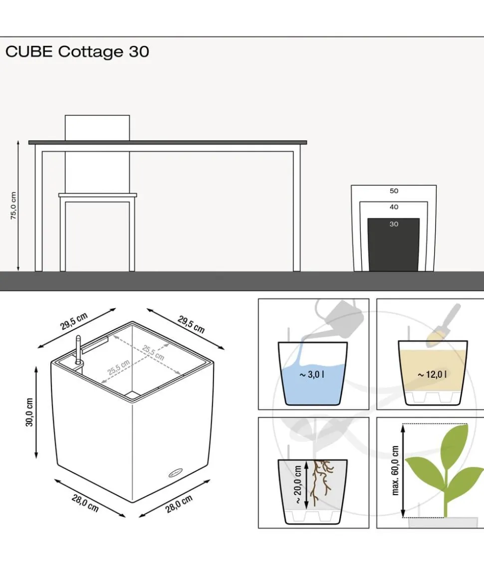 LECHUZA® Kunststoff-Topf Cube Cottage, quadratisch
