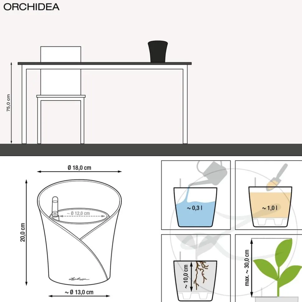 LECHUZA® ORCHIDEA, All-in-One Set, ca. Ø18/H20 cm