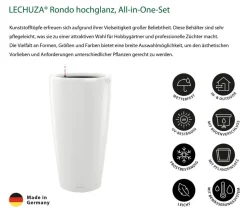 LECHUZA® Rondo hochglanz All-in-One-Set, weiß, 15740