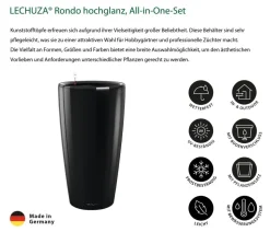 LECHUZA® Rondo hochglanz All-in-One-Set, schwarz, 15749