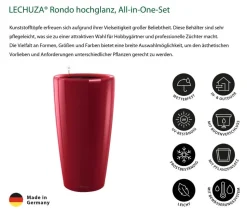 LECHUZA® Rondo hochglanz All-in-One-Set, scarlet rot, 15759