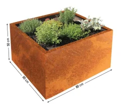 Palatino Cortenstahl-Pflanzgefäß Clara, ca. B80/H50/T80 cm