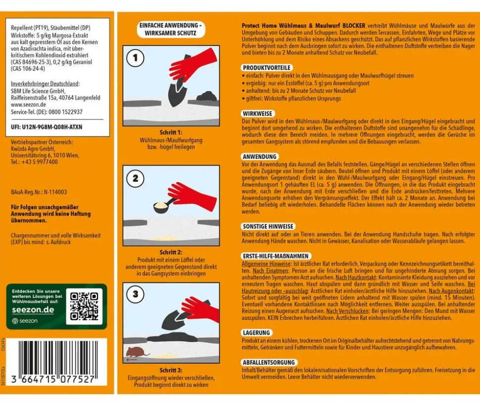 PROTECT HOME Wühlmaus und Maulwurf Blocker, 100 g