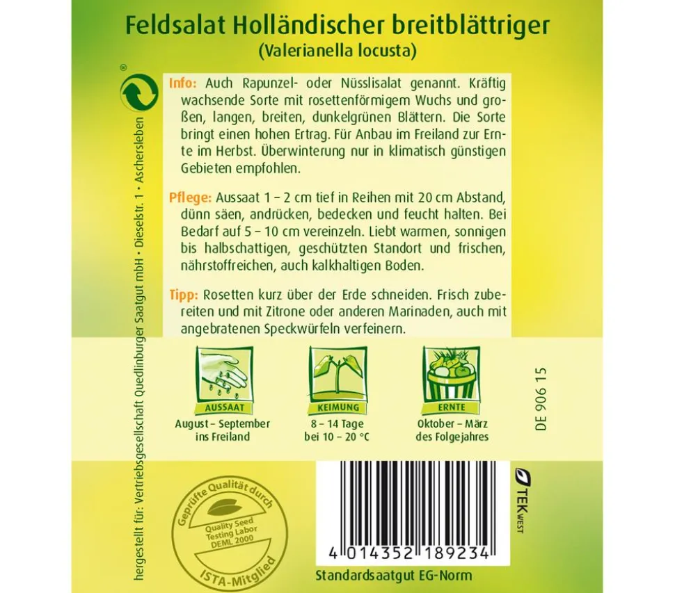 Quedlinburger Samen Feldsalat 'Holländischer Breitblättriger'