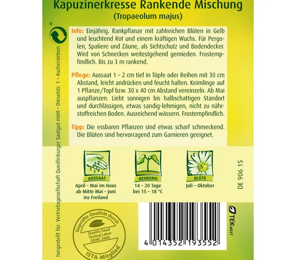 Quedlinburger Samen Kapuzinerkresse 'Rankende Mischung'