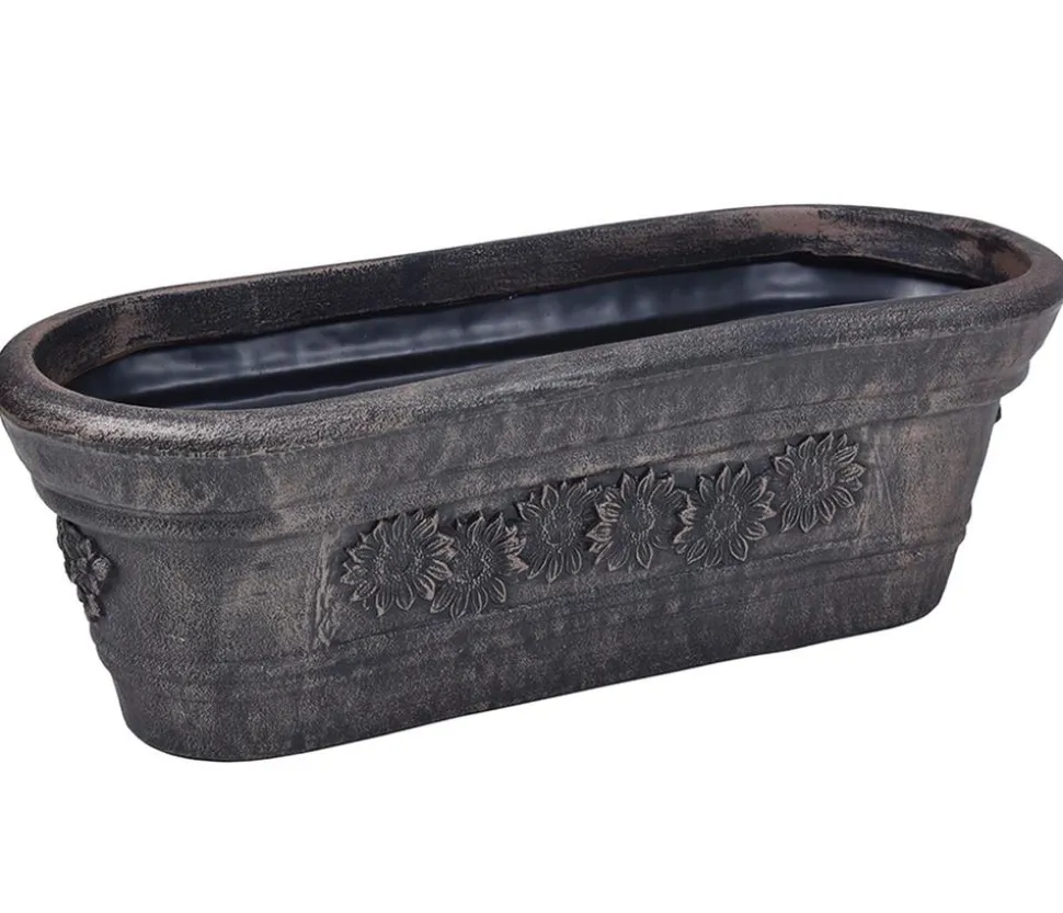 Roto Kunststoff-Pflanzkasten Planika, oval, bronze, ca. B75/H25,5/T28 cm