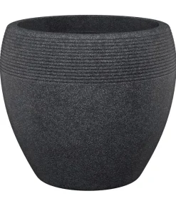 Scheurich Kunststoff-Topf Lineo, rund, schwarz-granit