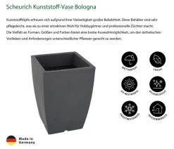 Scheurich Kunststoff-Vase Bologna, eckig, anthrazit