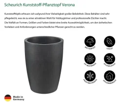 Scheurich Kunststoff-Pflanztopf Verona, rund, schwarz-granit