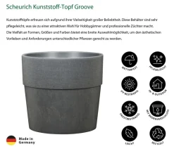 Scheurich Kunststoff-Topf Groove+, rund, ca. Ø28,5/H26 cm