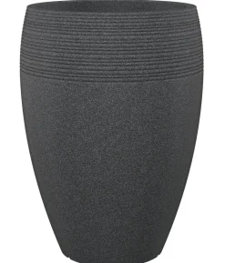Scheurich Kunststoff-Topf Lineo High, rund, schwarz-granit