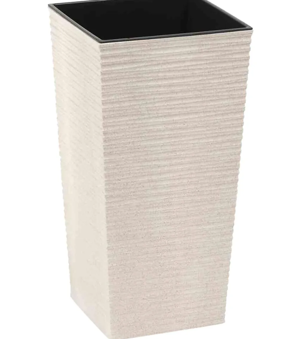 Siena Garden Kunststoff-Säulen ECO Nizza, konisch, weiß, ca. B30/H57/T30 cm, 2er-Set
