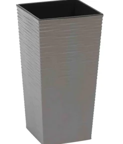 Siena Garden Kunststoff-Topf-Set ECO Nizza, konisch, grau, ca. B25/H46,5/T25 & B30/H57/T30 cm, 2-teilig